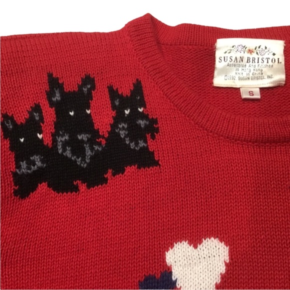 Susan Bristol Scotties Sweater Red VTG Holiday Christmas - Picture 4 of 8